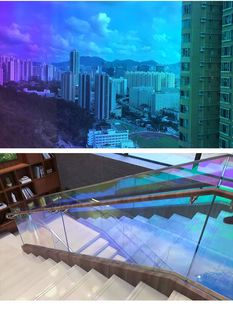 万简镭射纸膜炫彩膜幻彩玻璃贴纸自粘透明变色贴膜商场店铺彩虹装饰膜