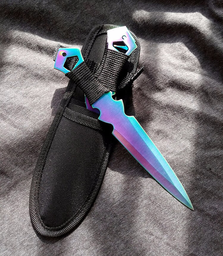 飞镖刀暗器户外随身武术练习钢色3支装