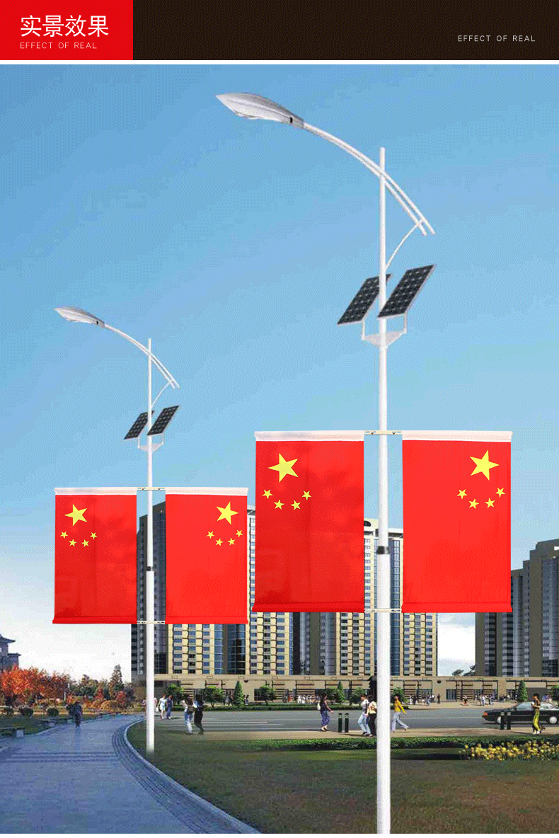 捷斯淇 国旗党旗灯杆旗3号五星红旗带旗杆4号户外壁挂国旗工字型旗帜