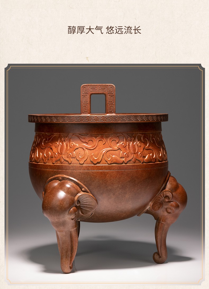 铜师傅全铜摆件紫铜吉象炉家居饰品铜工艺品礼品摆件