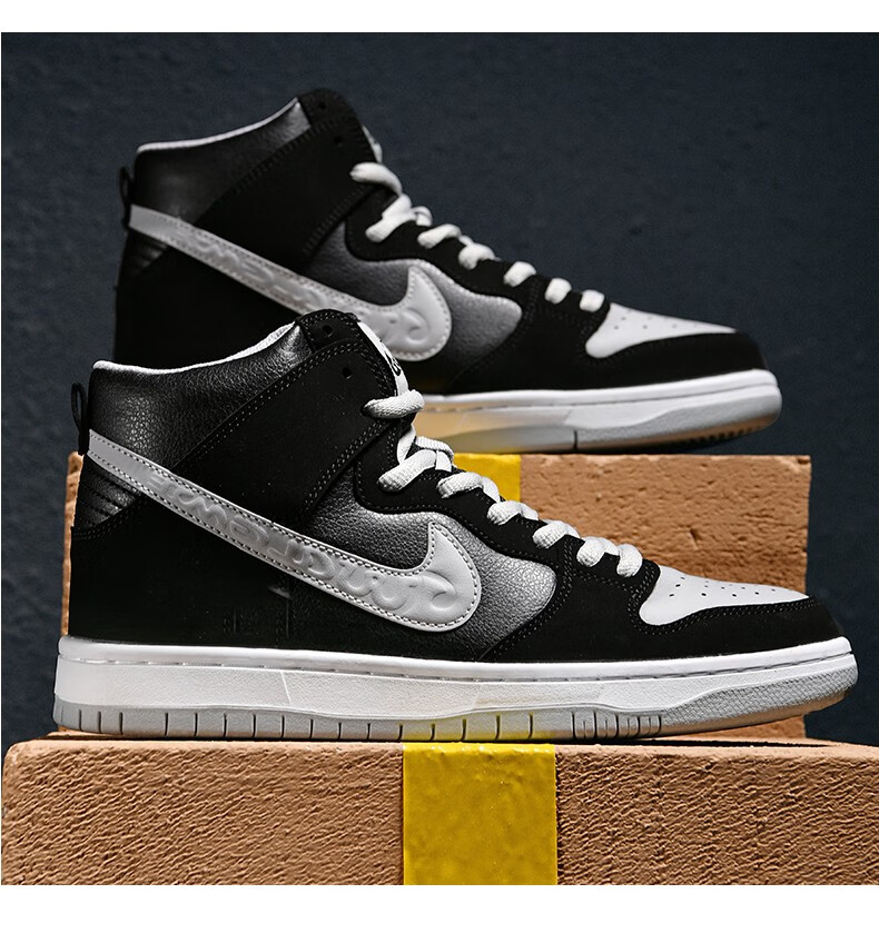 aj男鞋中帮板鞋高帮黑白熊猫球鞋低帮空军一号防滑运动鞋影子灰女鞋