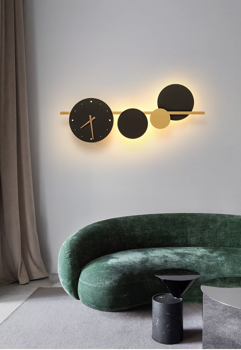 腾彩轻奢时钟壁灯墙壁客厅背景墙床头壁挂个性创意简约现代北欧装饰灯