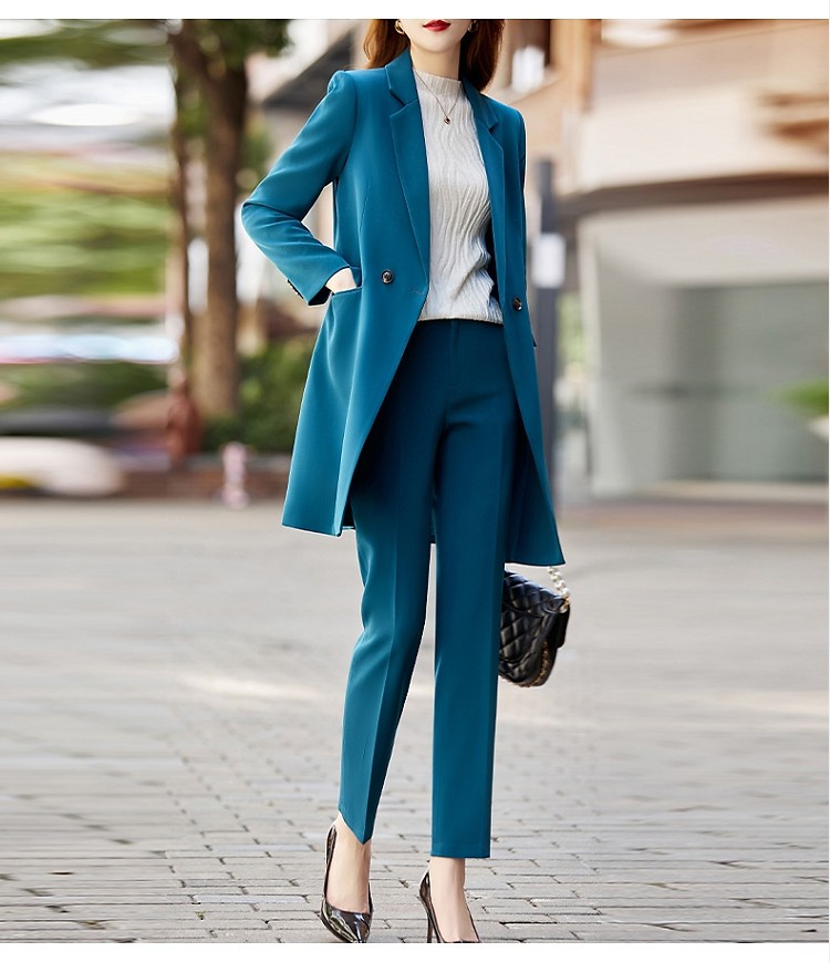 劳拉格慕中长款西装套装女年新款时尚休闲西服商务气质职业装两件套