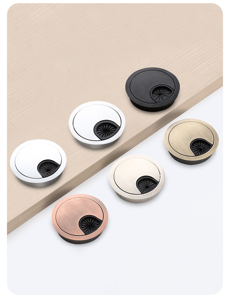 电脑办公桌穿线孔盖板桌面走线盒封口盖书桌装饰圈开孔开洞圆孔盖拉丝