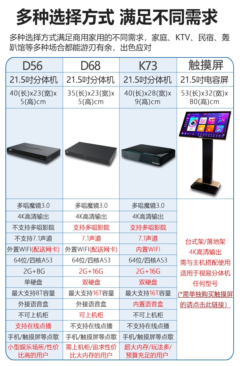 evideo视易d68多唱魔镜系统商用高清网络智能点歌机家庭ktv触摸屏