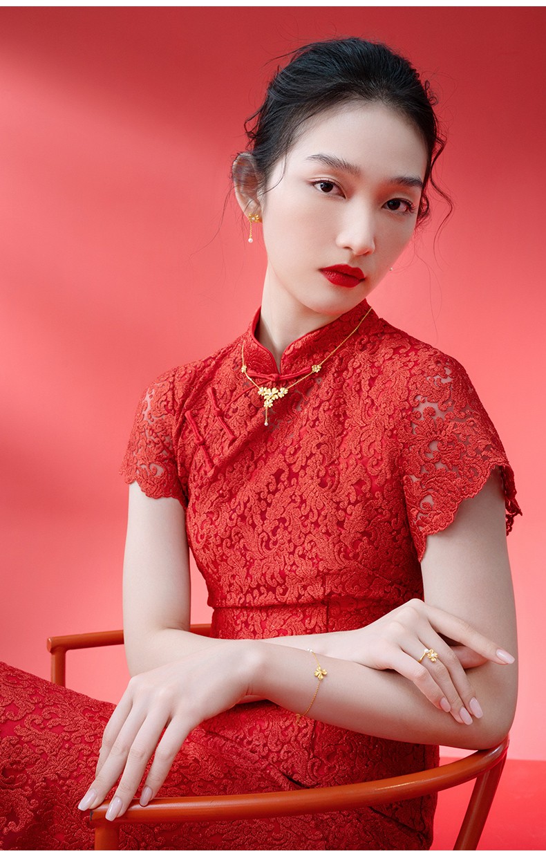 tsl谢瑞麟绣球花系列黄金耳环女款婚嫁结婚礼物足金珍珠耳钉耳饰ys5