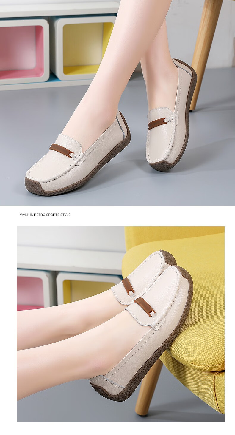 西域骆驼女鞋真皮全皮透气孔夏季新款妈妈防滑鞋蜗牛鞋大码透气休闲