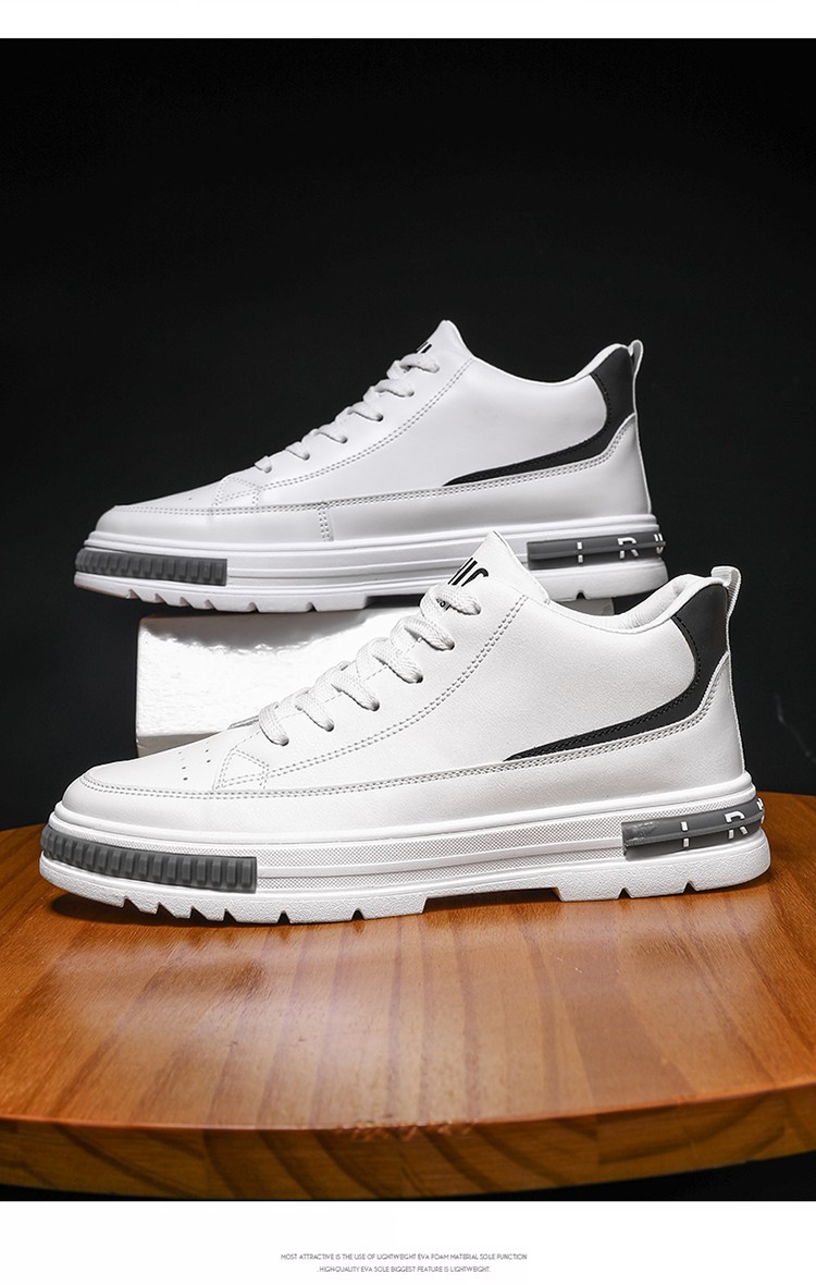 鞋子男新品透气百搭鞋皮鞋青年户外中帮马丁板鞋白色39