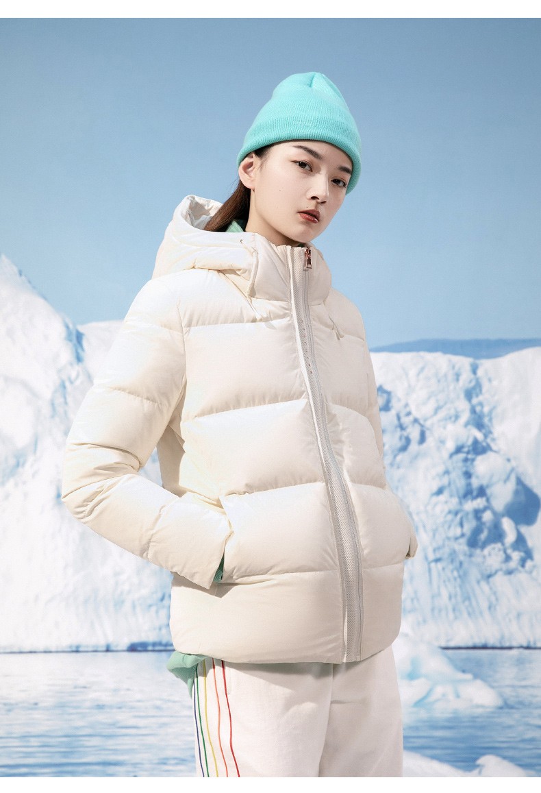 安踏anta官网羽绒服女2021秋冬季新款石墨烯保暖防泼水短款连帽外套