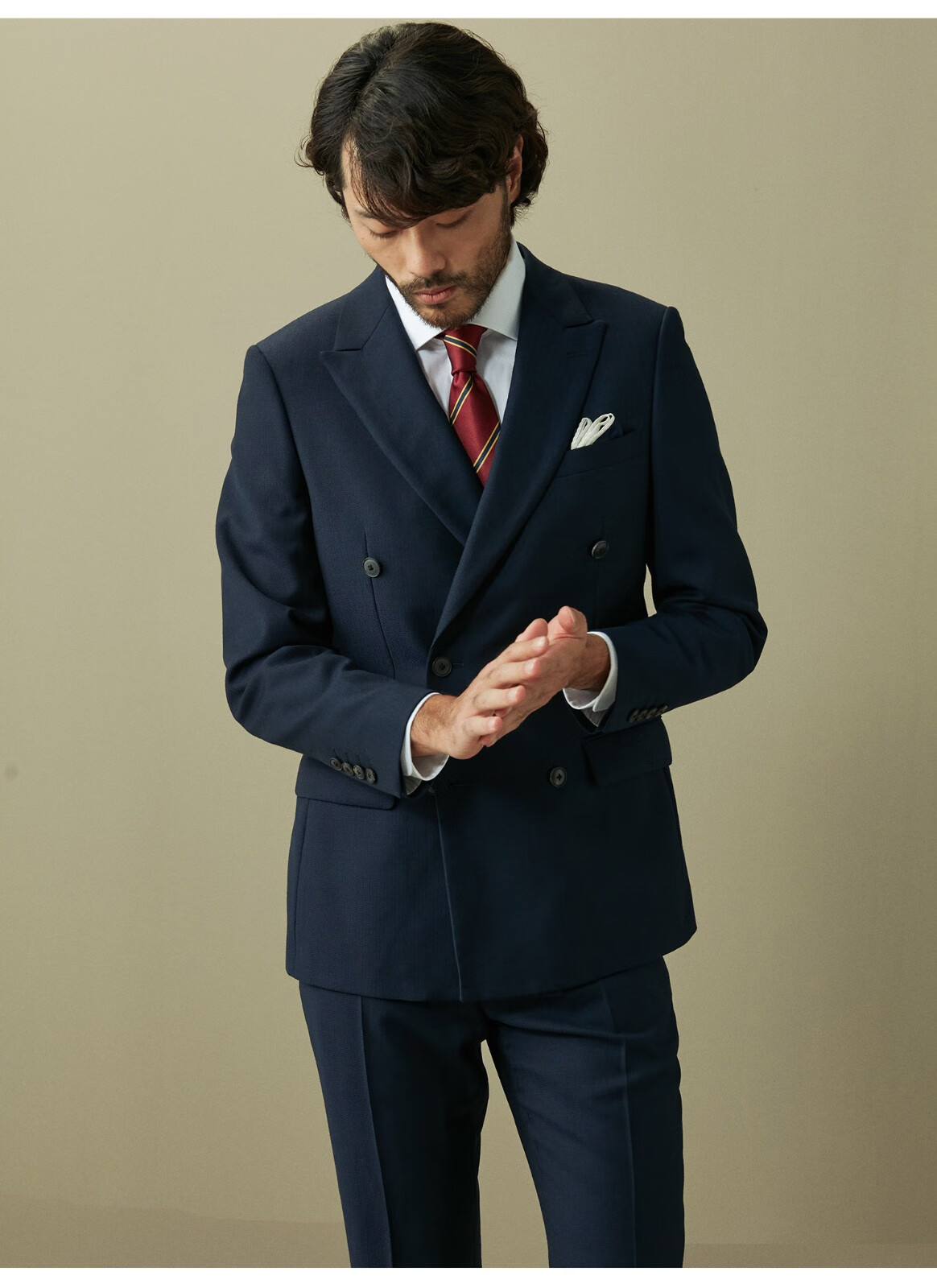 hany肌理纹羊毛西服男套装布雷泽结婚新郎双排扣正装高档男士西装斯尔