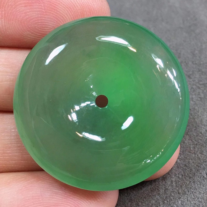 源头翡翠 翡翠飘绿平安扣吊坠 缅甸天然翡翠玉石珠宝首饰项链玉佩玉器