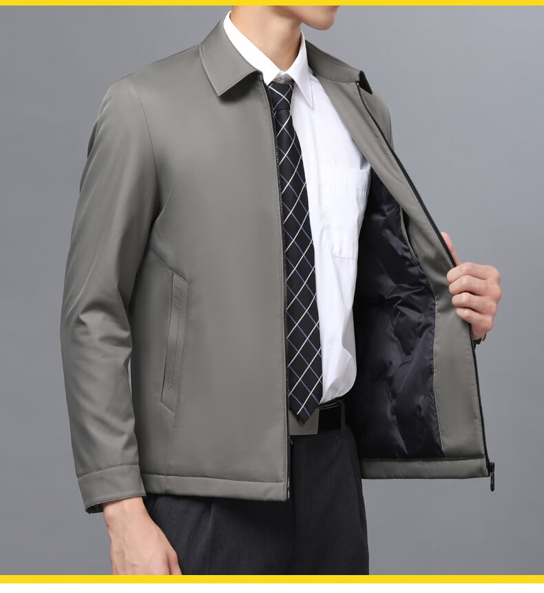 服男翻领加厚2021新款冬装中老年羽绒服男商务休闲正装外套保暖上衣男