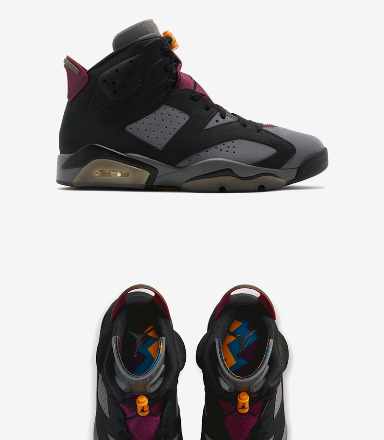nike耐克airjordan6aj6黑灰紫波尔多高帮篮球鞋ct8529063405