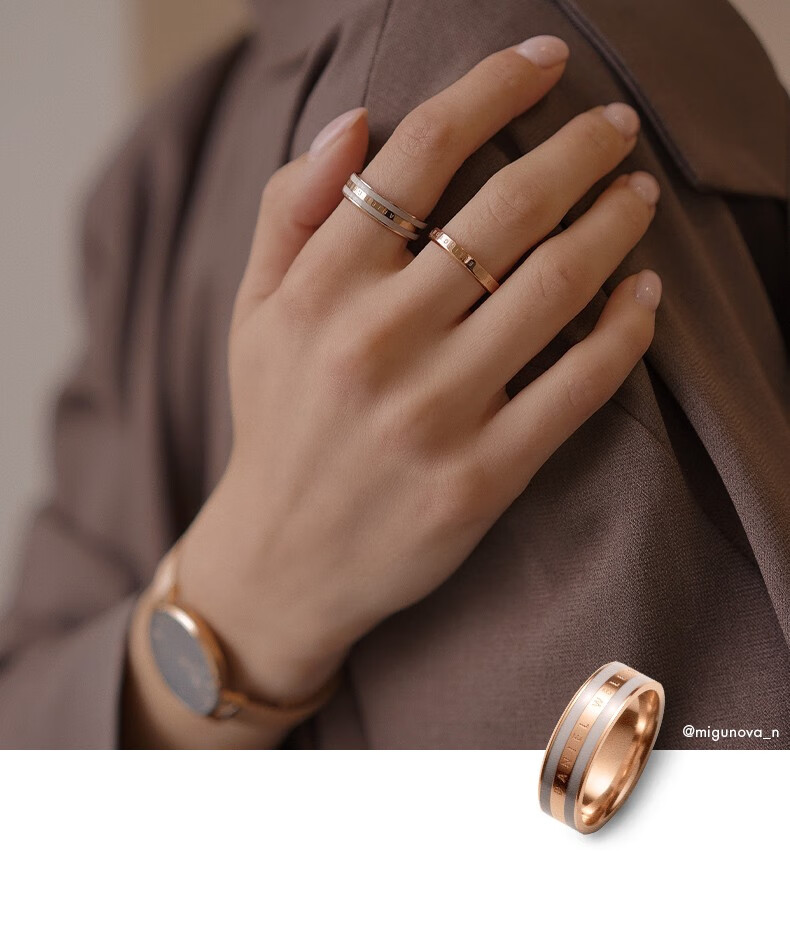 丹尼尔惠灵顿dw戒指晨雾灰戒指男女饰品简约百搭情侣对戒生日礼物送