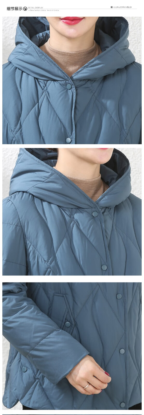 甘甘的世界2022冬装新款白鸭绒羽绒服短款外套洋气保暖上衣 雅青色 l
