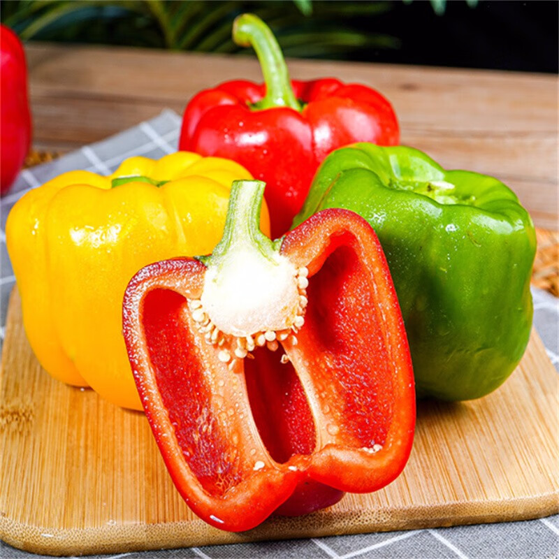 山东寿光新鲜灯笼彩椒圆辣椒五彩红黄水果甜椒太空椒即食蔬菜
 6斤