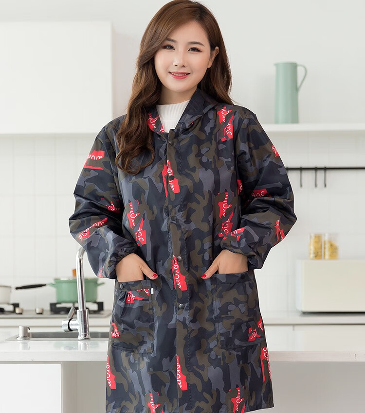 韩版女士防污防油防尘围裙厨房罩衣做饭时尚薄款外套工作服大人家用
