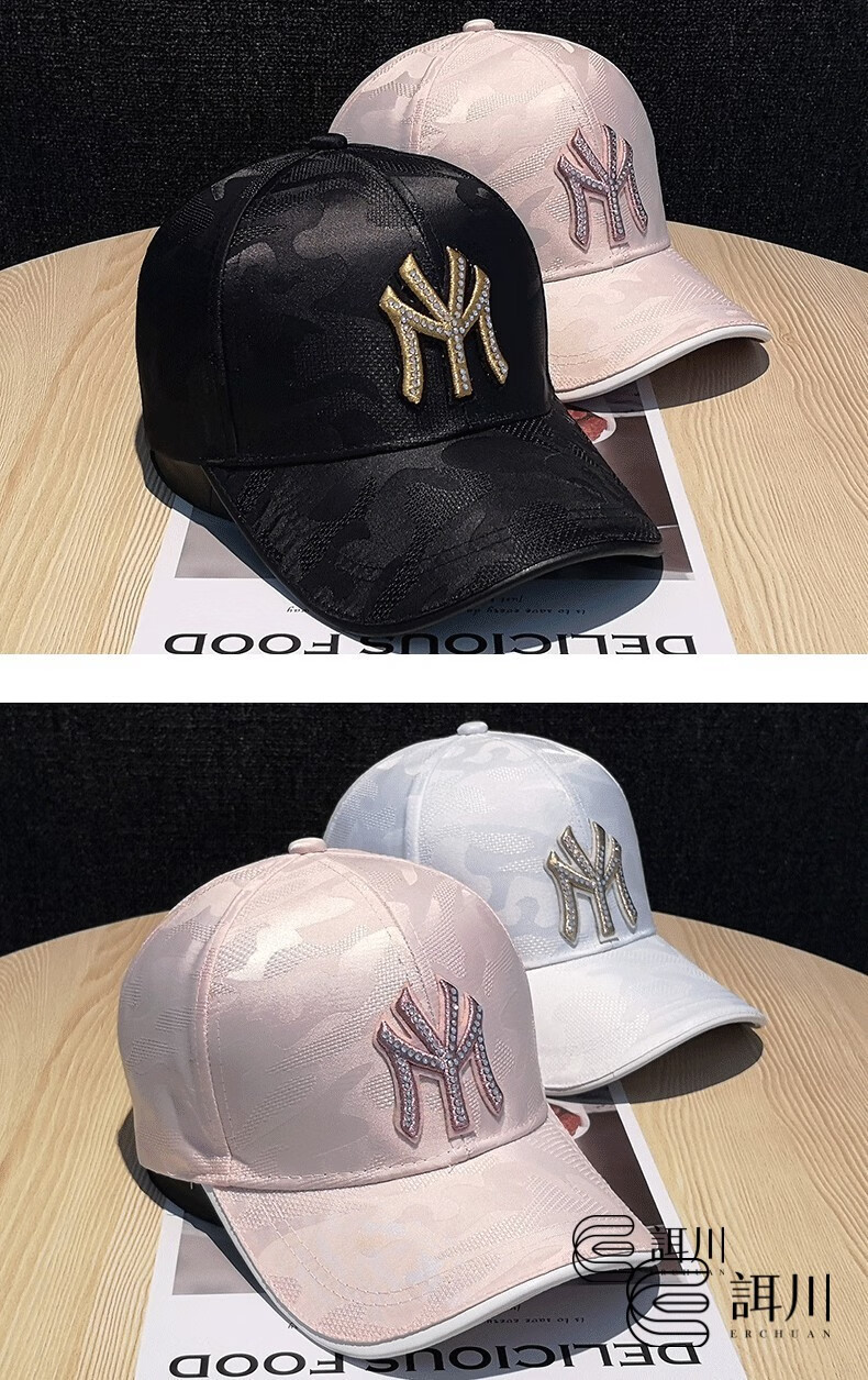 誀川棒球帽男刺绣my百搭鸭舌帽防晒遮阳太阳帽帽子女韩版时尚my水钻