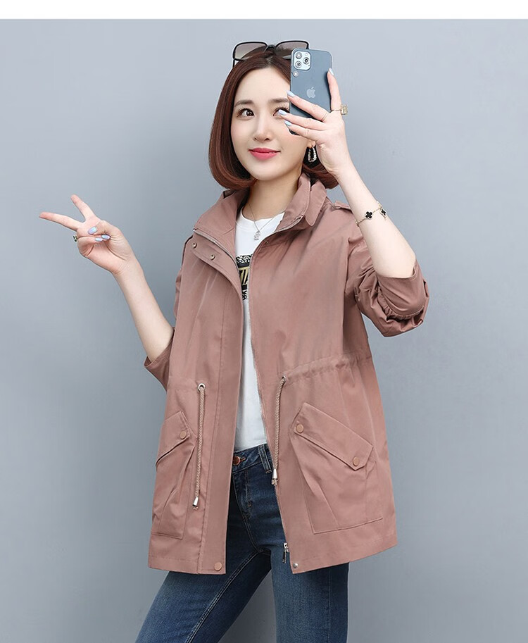 风衣外套中款女春秋季新款宽松收腰显瘦外衣小个子妈妈今年流行洋气薄