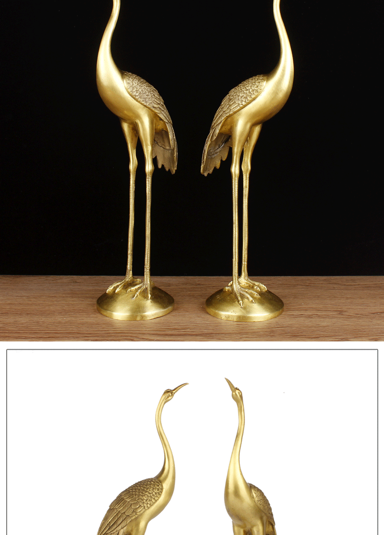 德佑堂铜仙鹤摆件铜鹤松鹤延年祝寿摆件老年人生日礼物贺寿工艺品大号