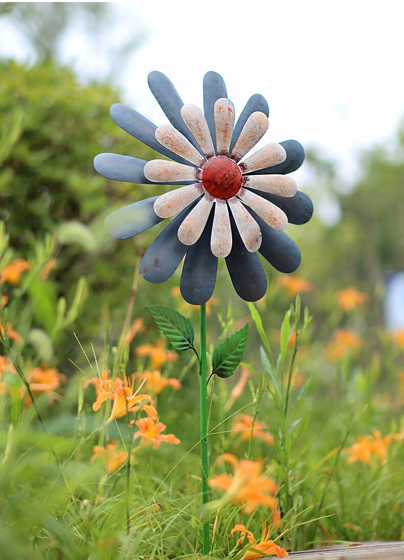 户外铁艺太阳花朵风车花园旋转装饰庭院别墅幼儿园民宿阳台露台公园