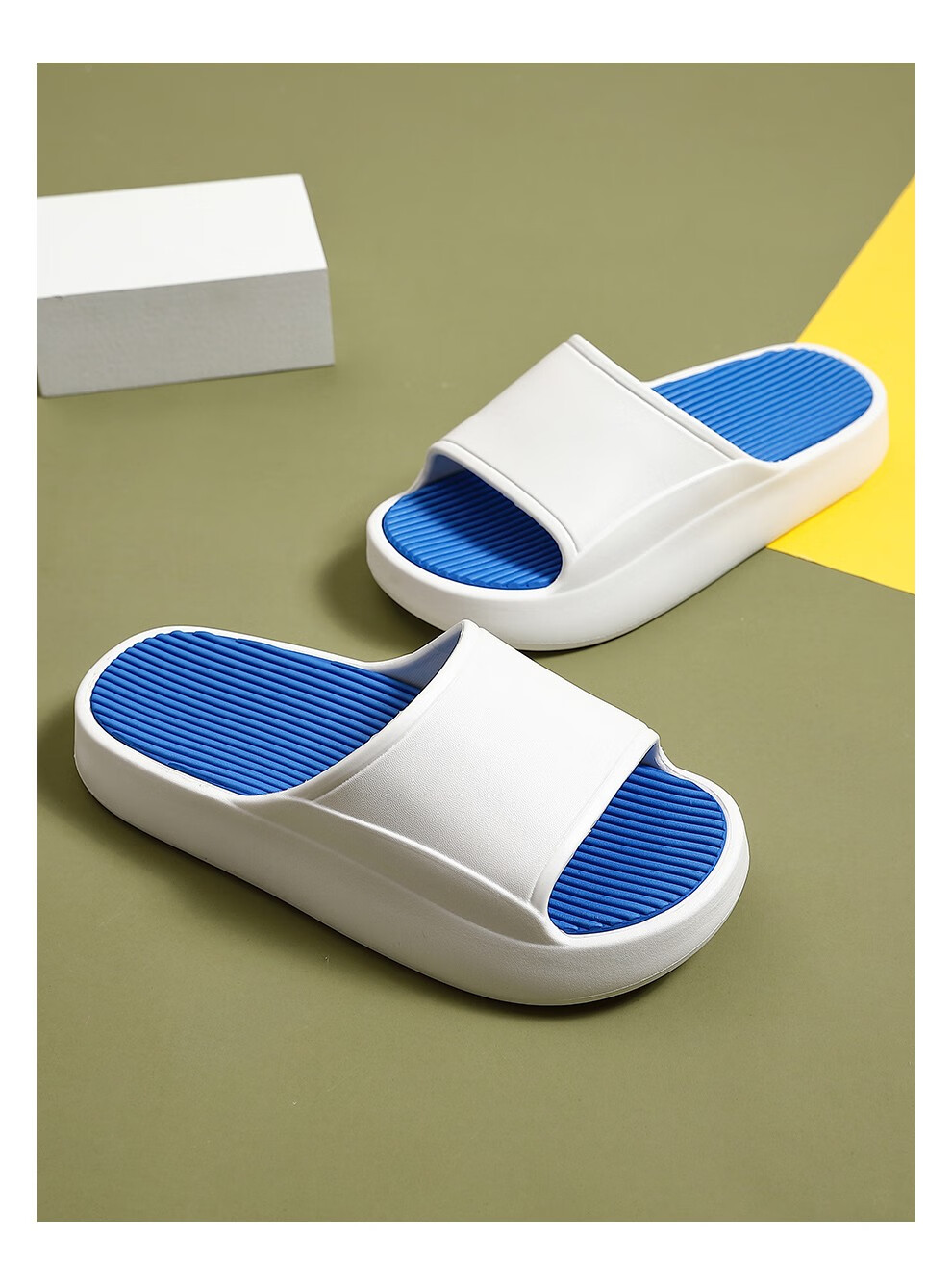 安尚芬夏季凉拖鞋男女士潮流百搭厚底柔软舒适防滑情侣鞋蓝白4445适合