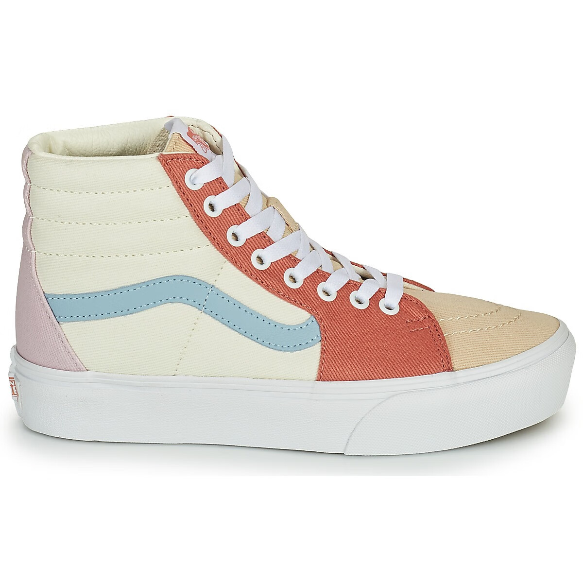 vans范斯女鞋时尚休闲运动高帮圆头系带板鞋拼色白色蓝色玫瑰色春秋款