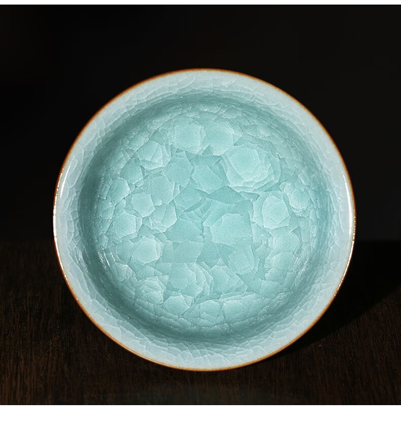 隐庐叶小春龙泉青瓷大师纯手工冰裂纹高足杯茶杯龙泉窑蝉翼开片可养单