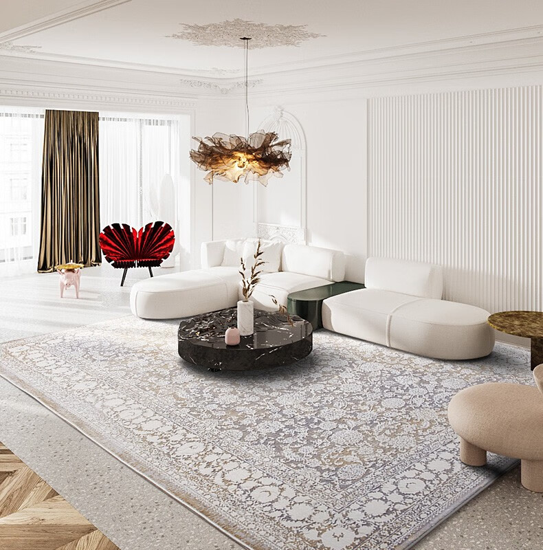 柚言家纺复古法式地毯客厅茶几卧室床边毯轻奢美欧式古典风简约长方形