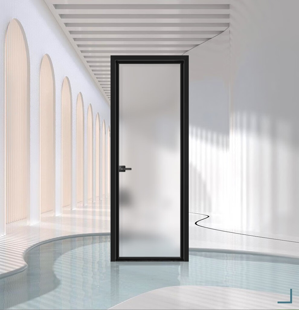 mexin美心木门平开铝合金透明磨砂双层钢化玻璃门n020厨房卫生间阳极