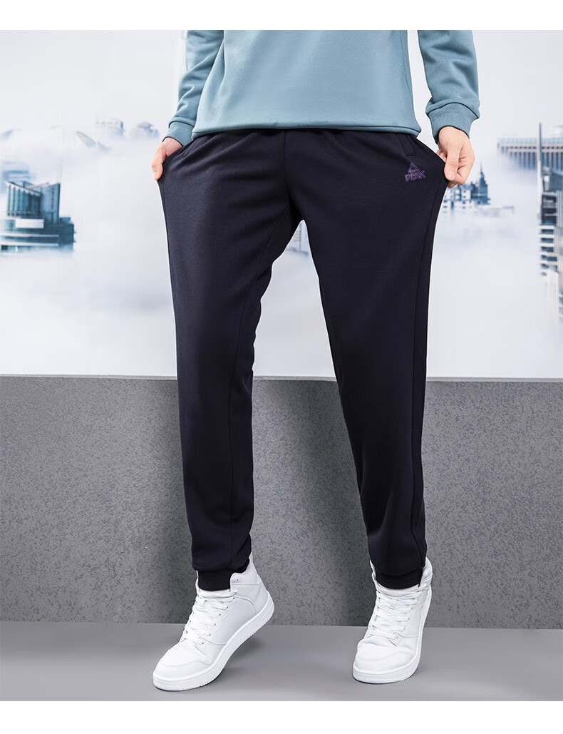 匹克针织抓毛长裤男士2021秋冬新款舒适百搭经典卫裤运动裤子夜蓝l