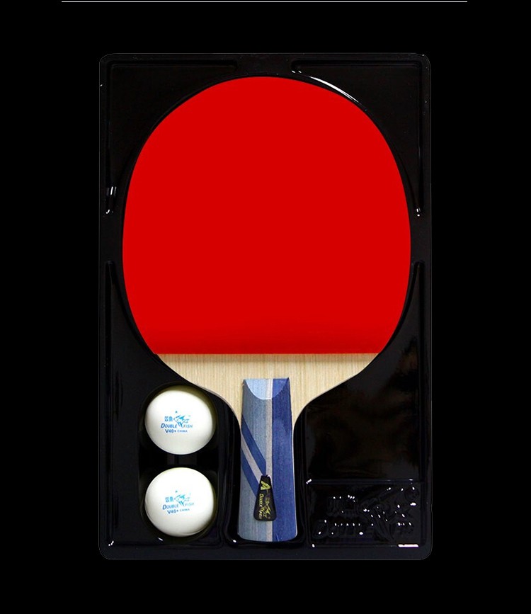 双鱼乒乓球拍娱乐训练单支乒乓球拍三星拍3ae直拍含2球