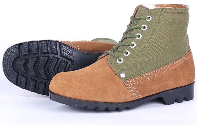 3515强人防寒靴冬季加绒保暖羊毛毛皮鞋老人大头鞋棉鞋靴子男浅黄色43