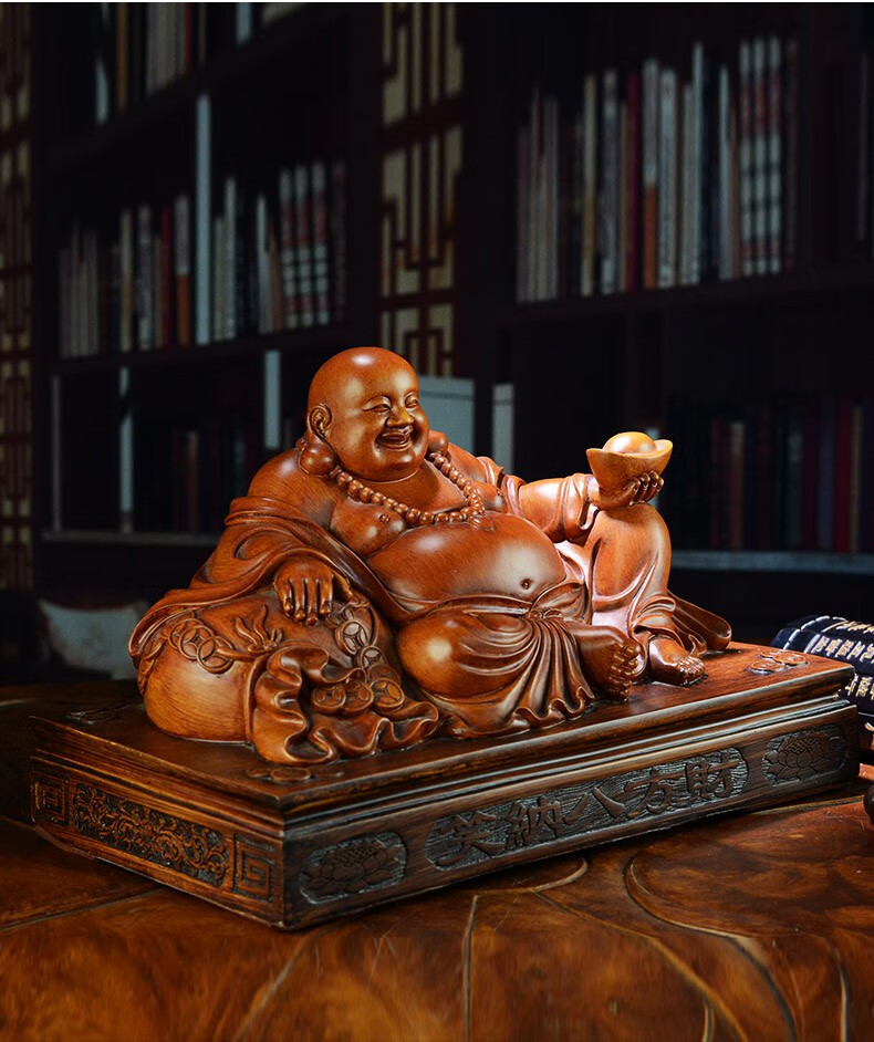 财弥勒佛摆件客厅招财家居装饰品笑佛大肚佛开业礼品 坐拥百财佛中号