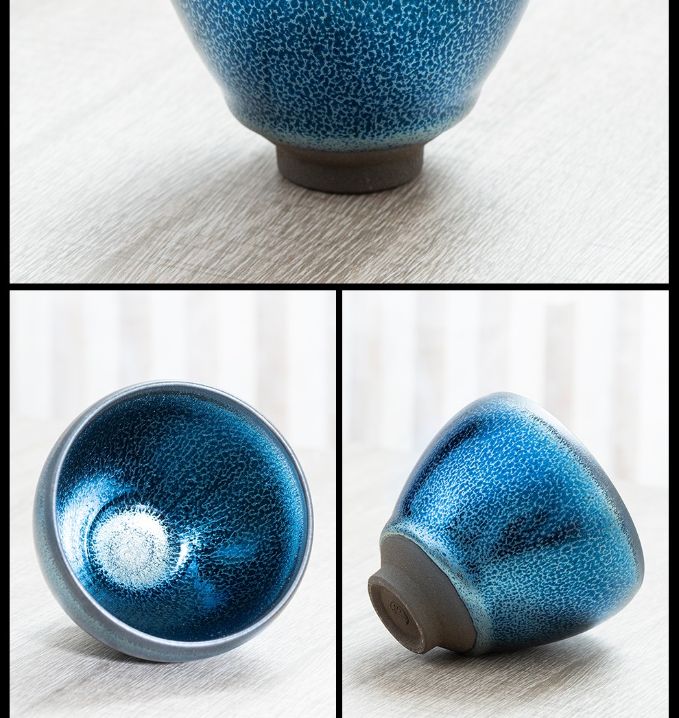 蓝麒麟建盏茶杯主人杯大师级茶盏单杯蓝麒麟敛口盏