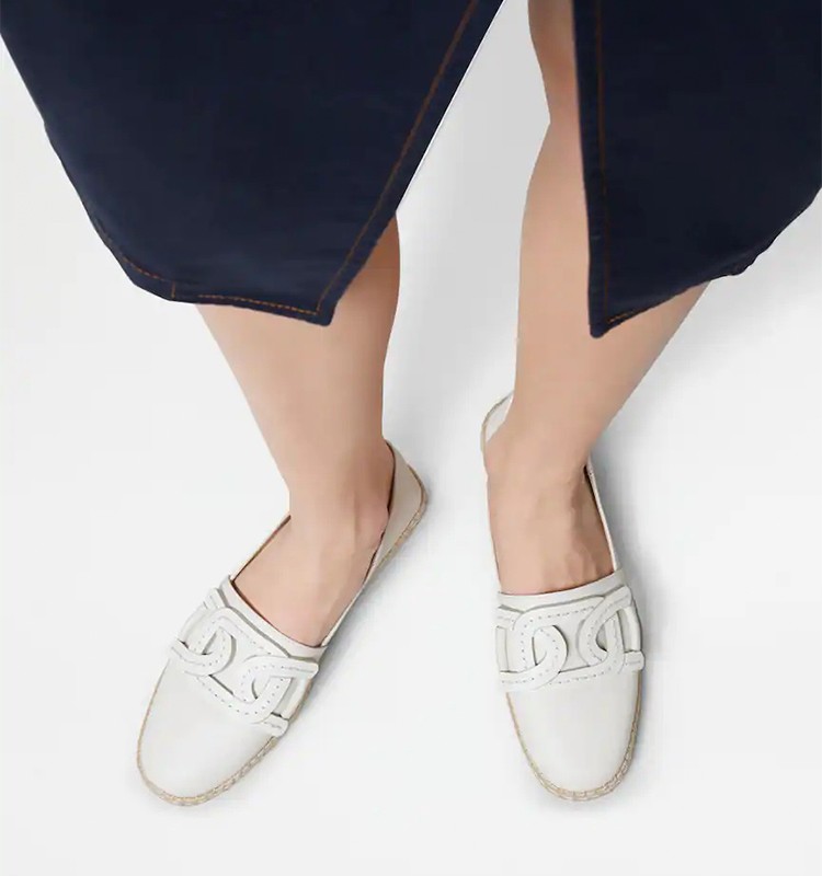 tods官方秋冬女士kate麻花扣小白鞋渔夫鞋牛皮运动鞋女鞋白色34