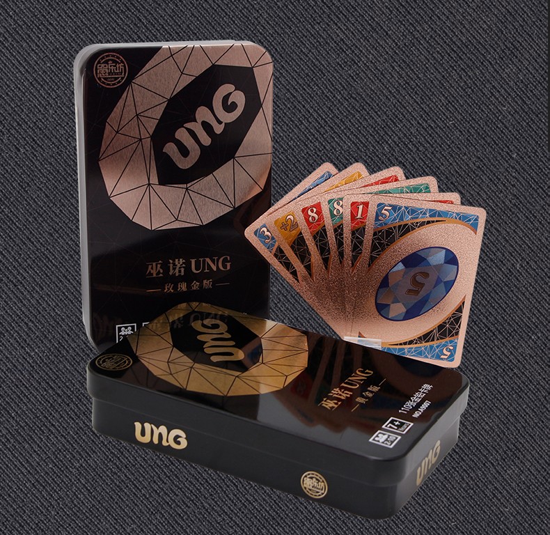 优诺牌桌游纸牌豪华版防水卡片游戏uno乌诺成年休闲聚会卡牌 铁盒防水