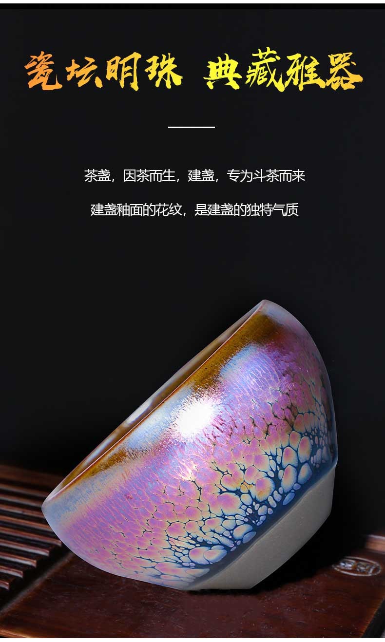 宏韶 暨国平名师花雕建盏主人杯手工铁胎功夫茶杯陶瓷茶盏茶具茶杯