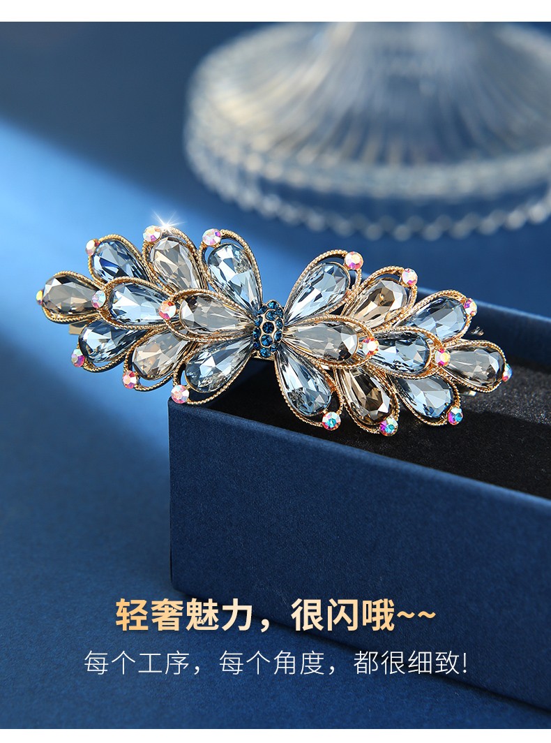 卡玛伦品牌蝴蝶结发夹女优雅气质韩国水钻发卡后脑勺半扎发顶夹弹簧夹