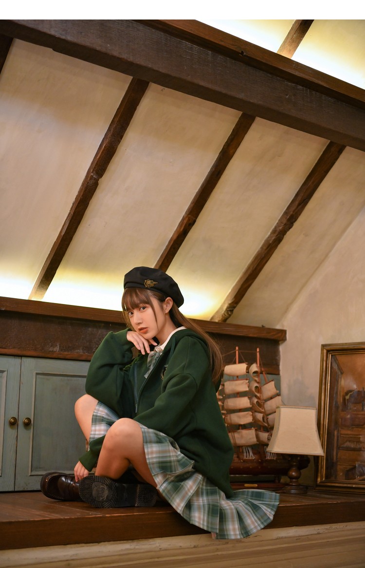 禾野原创森女部落正版jk制服格裙百褶裙学生高腰半身裙2021新款 禾野