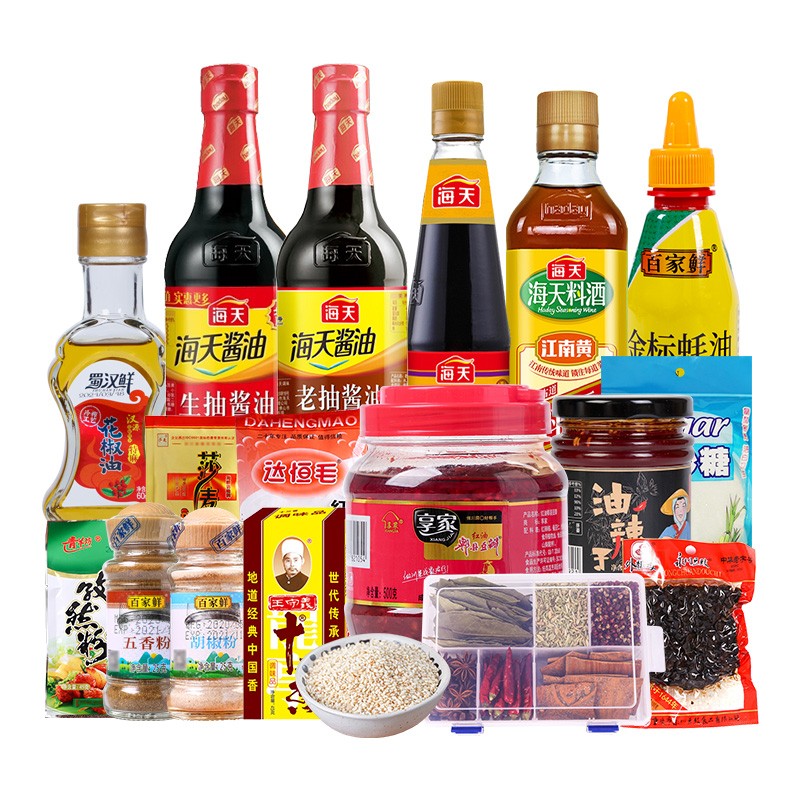 23件海天酱油生抽老抽蚝油料酒厨房家用炒菜调味料品调料组合套装23件