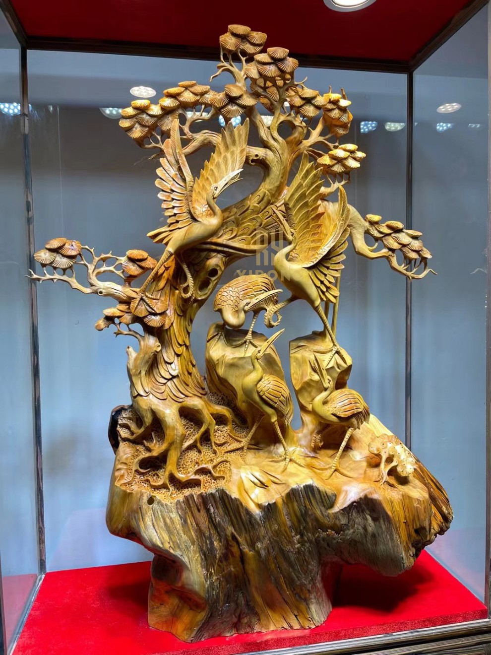 易蓉松鹤延年崖柏根雕摆件工艺品祝寿礼品中式客厅玄关实木雕刻落地大