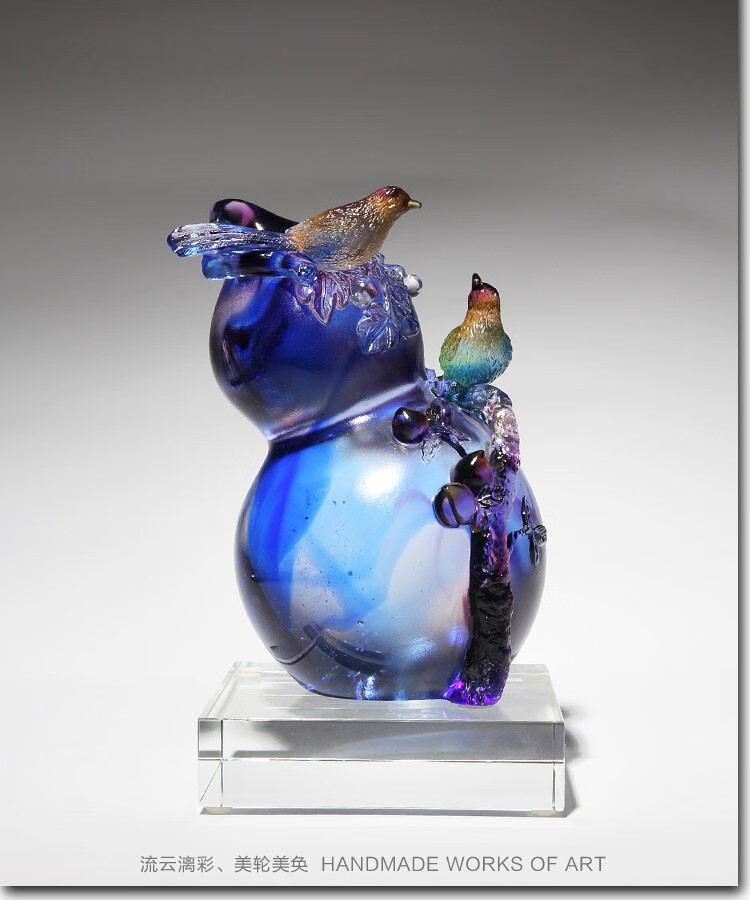 卓正琉璃喜鹊葫芦摆件玻璃工艺品家居摆设搬迁礼品乔迁新居实用家居送