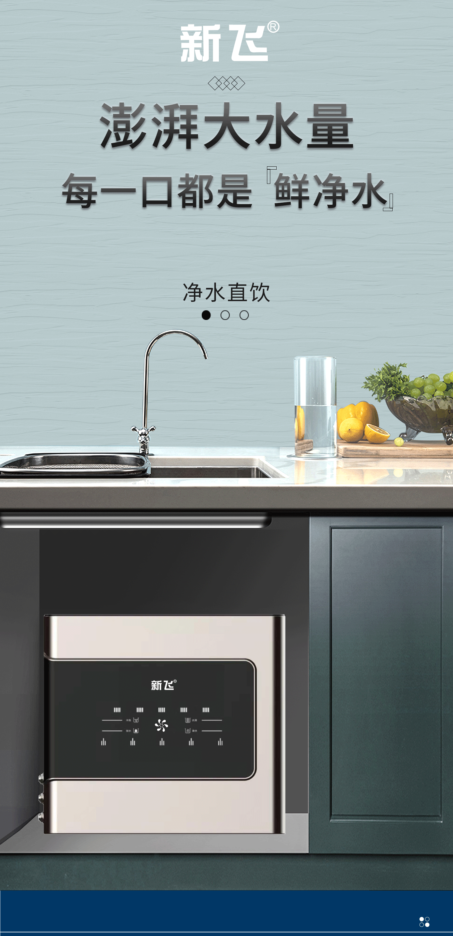 净水器家用厨房自来水过滤器ro反渗透纯水净水机除水垢直饮机品客br5