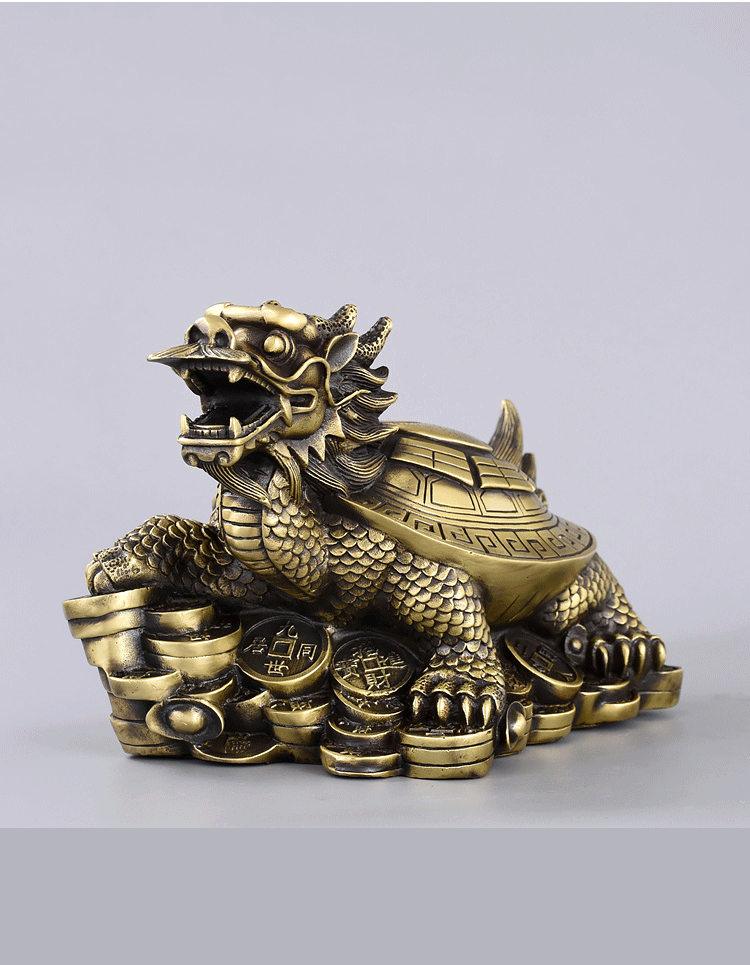 创古琪通 纯铜铜龙龟家居客厅小龙头龟办公室家居客厅摆件工艺品 复古