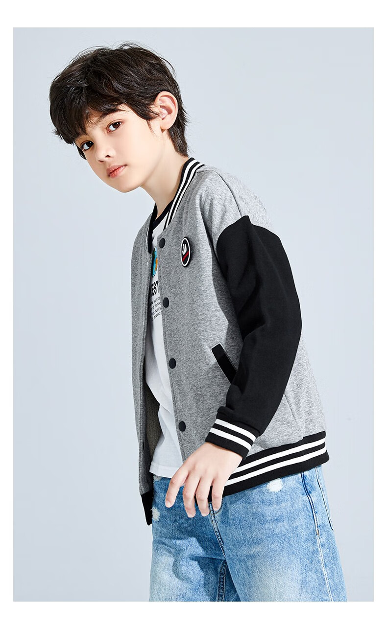 真维斯jeanswest童装儿童外套男童棒球服中大童休闲开衫上衣经典棒球