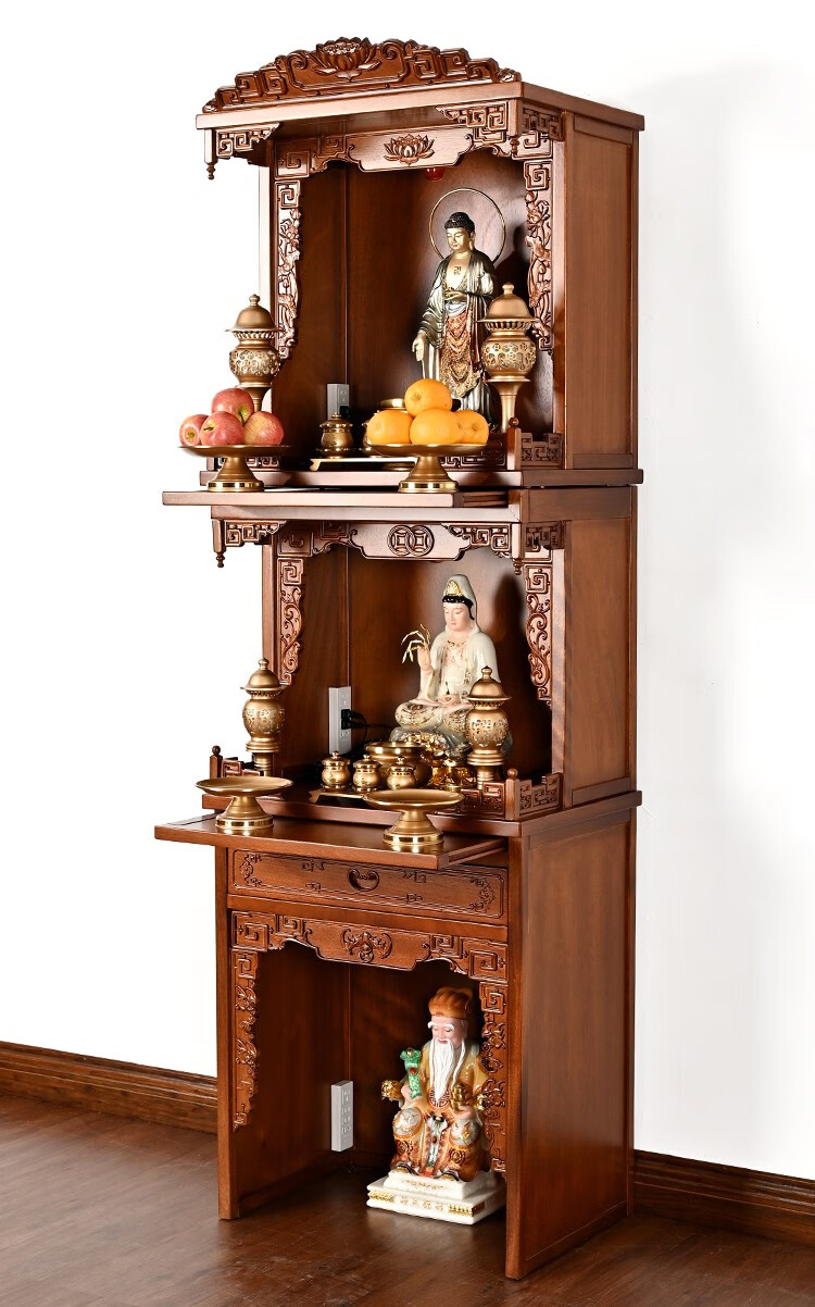 梵泽福佛龛立柜供台家用现代简约实木龛柜客厅中堂土地菩萨神柜公司