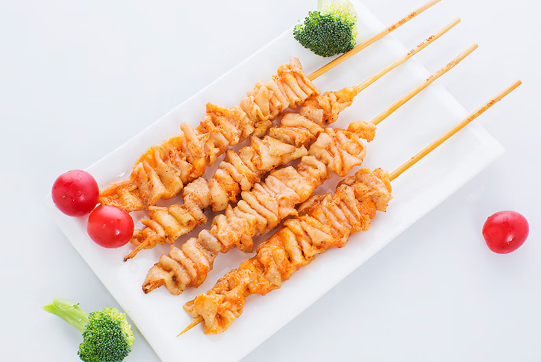 鸡皮串烧烤串脆皮油炸鸡肉串新鲜冷冻半成品食材家庭小吃 20串【图片