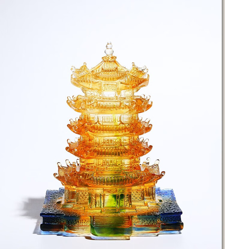 铂悦玺熙琉璃黄鹤楼摆件乔迁新居礼品武汉旅游博物馆纪念品特色礼物四