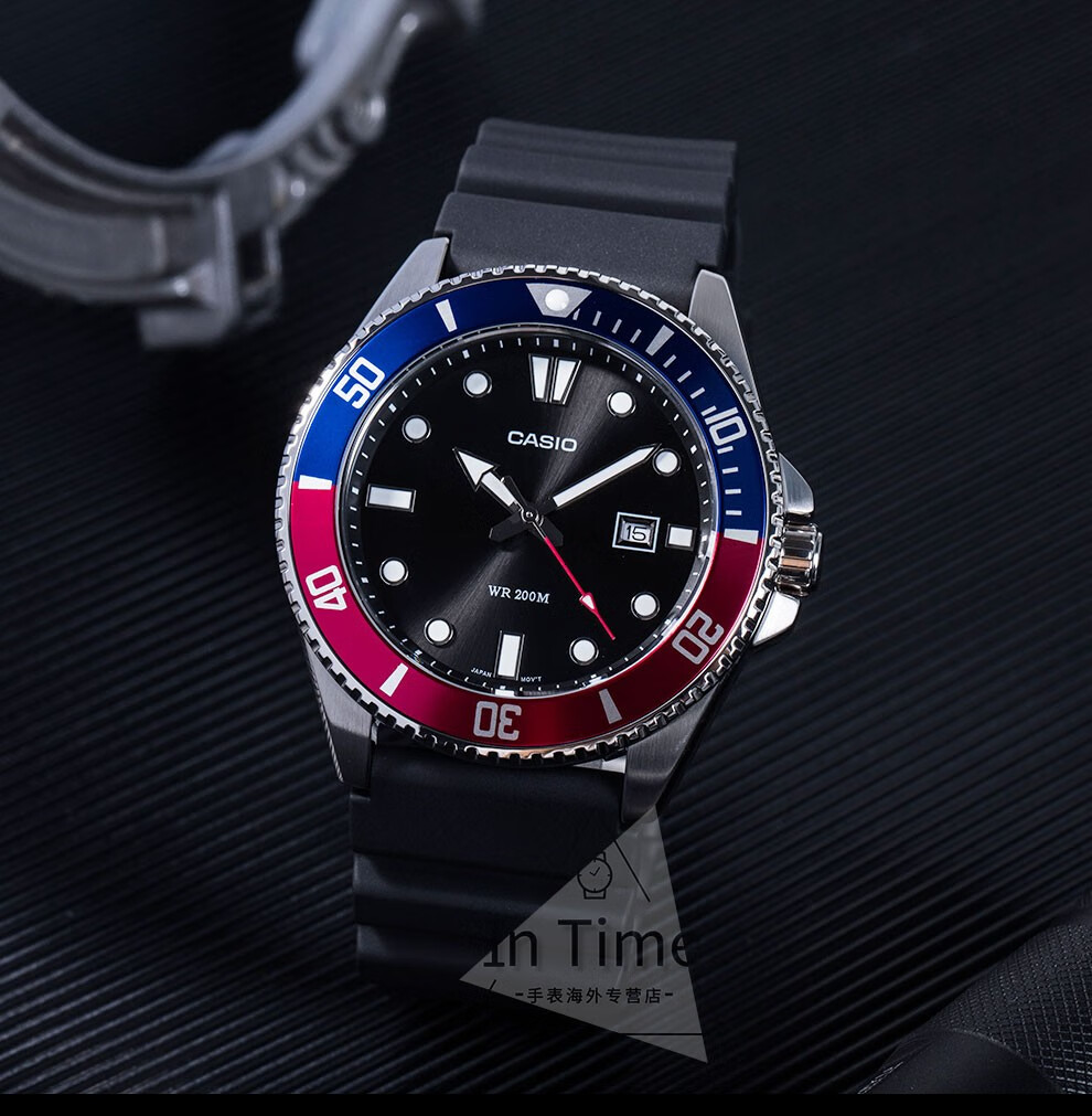 卡西欧casio比尔盖茨同款剑鱼系列黑色水鬼潜水夜光指针男士腕表mdv